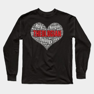 Theologian Heart Shape Word Cloud Design design Long Sleeve T-Shirt